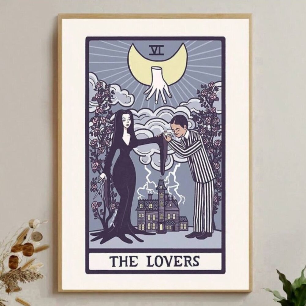 Lovers Morticia and Gomez Tarot Canvas Print NWT